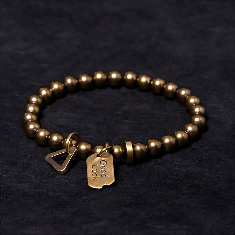 Buddha Stones Wishing You Good Luck Always Pure Copper Brass Bracelet Includes Gift Message Card