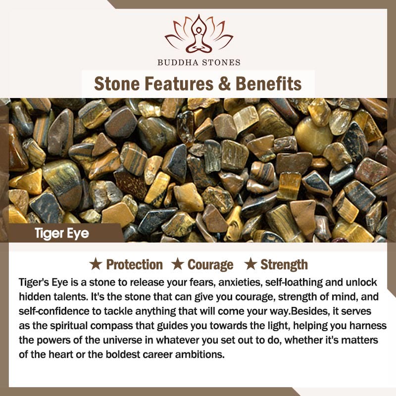 Buddha Stones Wishing Courage and Protection Tiger Eye Bracelet Includes Gift Message Card