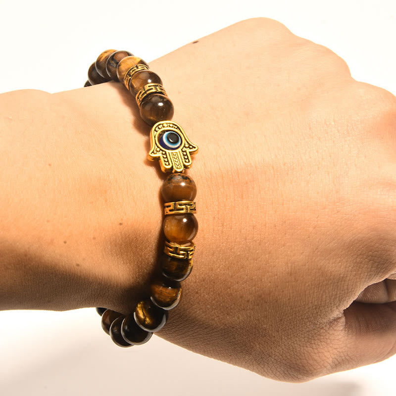 Buddha Stones Wishing Courage and Protection Tiger Eye Bracelet Includes Gift Message Card
