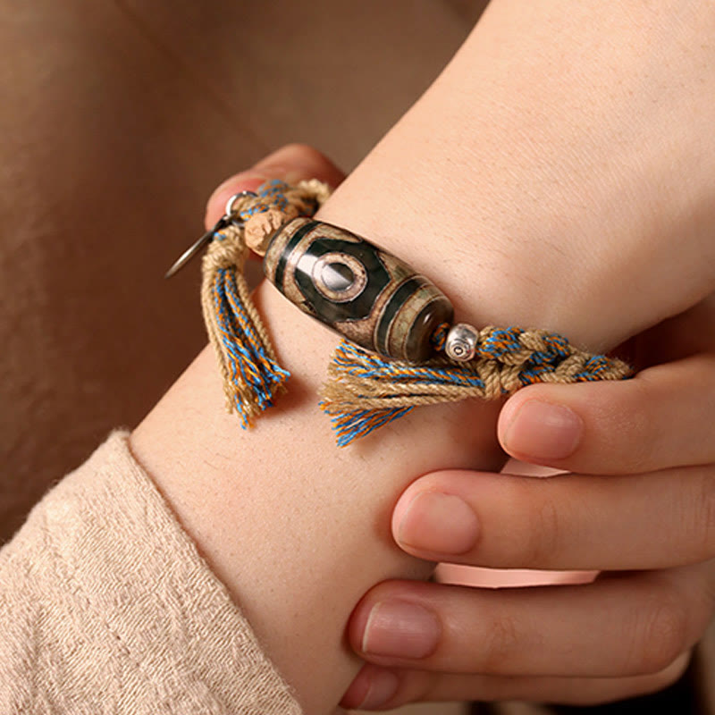 Buddha Stones May Blessings Protect Your Journey Dzi Bead Bracelet Includes Gift Message Card
