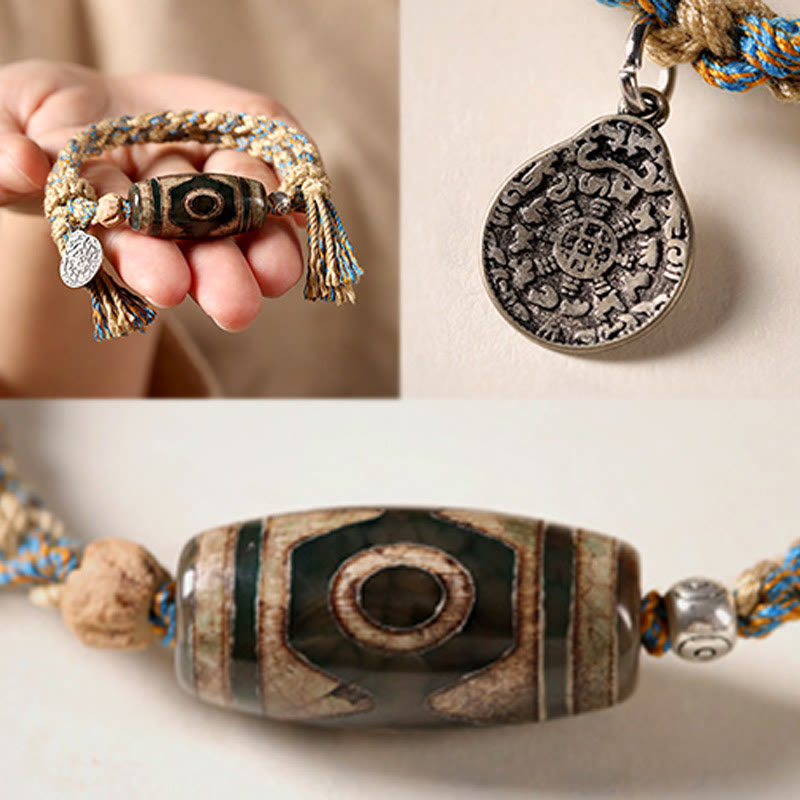 Buddha Stones May Blessings Protect Your Journey Dzi Bead Bracelet Includes Gift Message Card