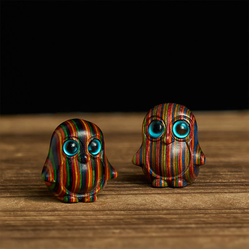 Buddha Stones Sending Cheer and Harmony 2Pcs Mini Penguin Decoration Includes Gift Message Card