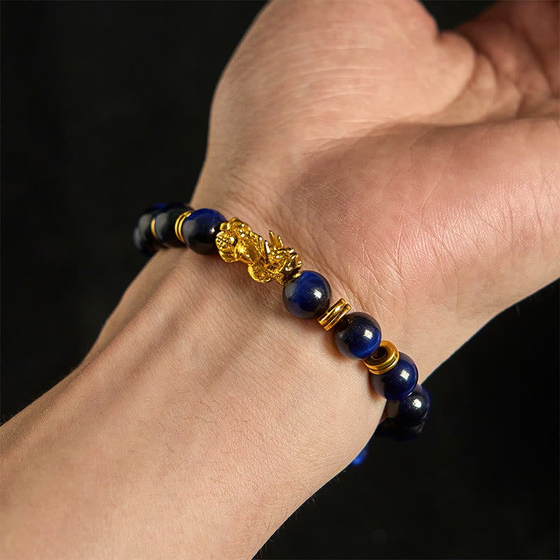 Buddha Stones Sending Focus and Prosperity Tiger Eye Pixiu Bracelet Includes Gift Message Card