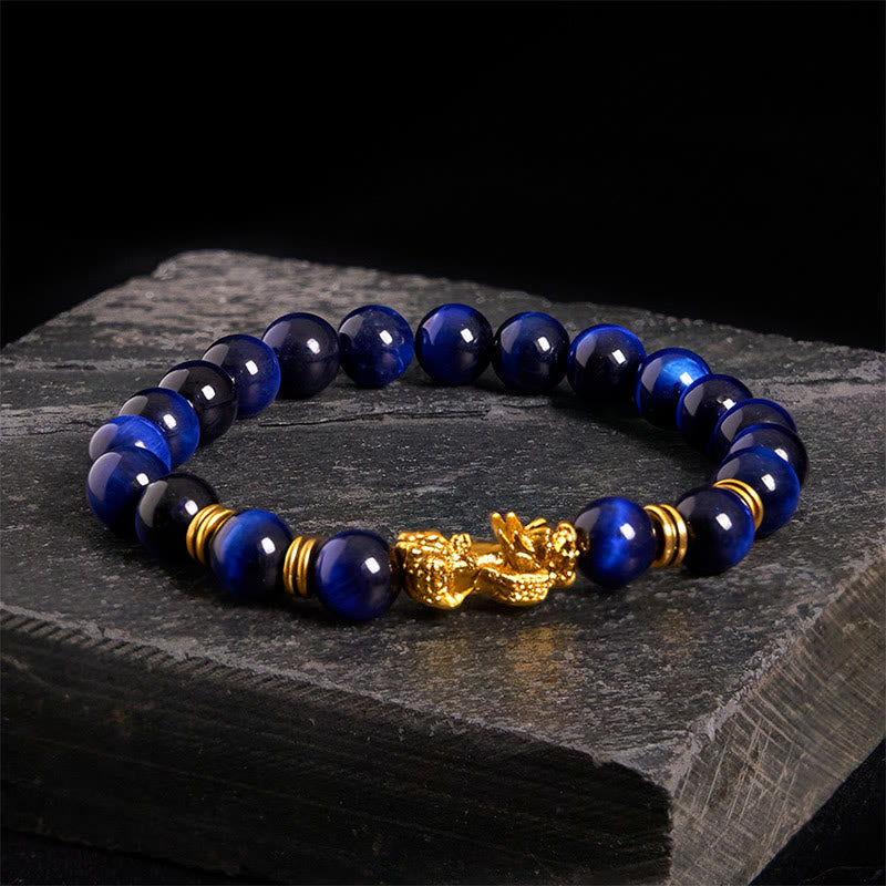 Buddha Stones Sending Focus and Prosperity Tiger Eye Pixiu Bracelet Includes Gift Message Card