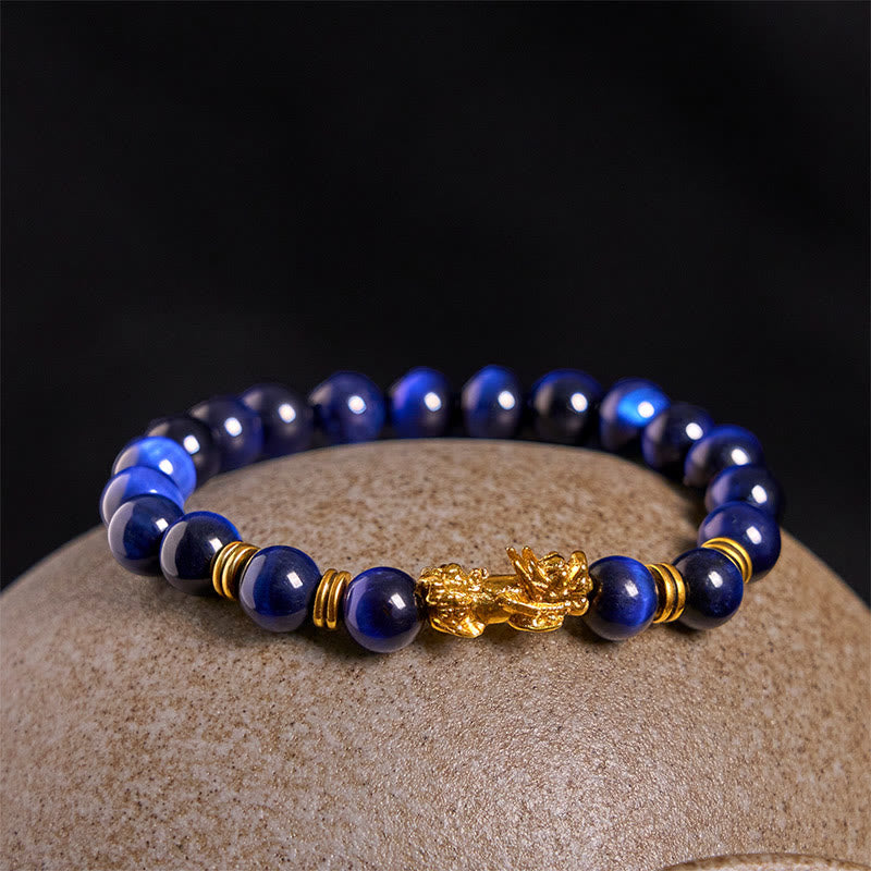 Buddha Stones Sending Focus and Prosperity Tiger Eye Pixiu Bracelet Includes Gift Message Card