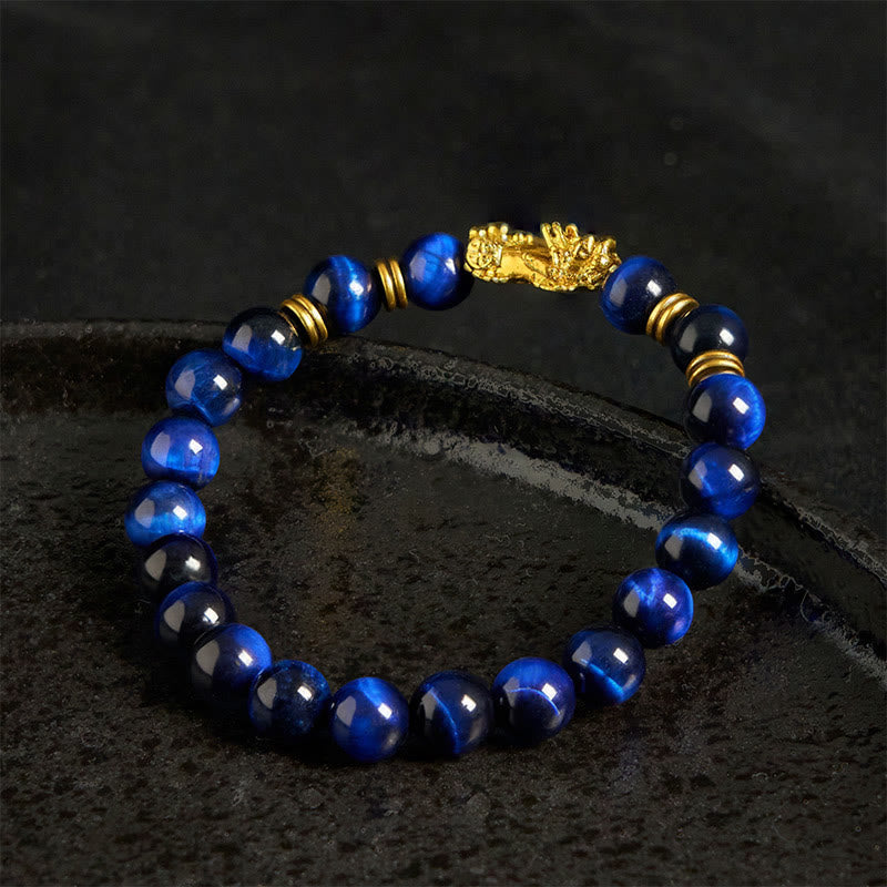 Buddha Stones Sending Focus and Prosperity Tiger Eye Pixiu Bracelet Includes Gift Message Card