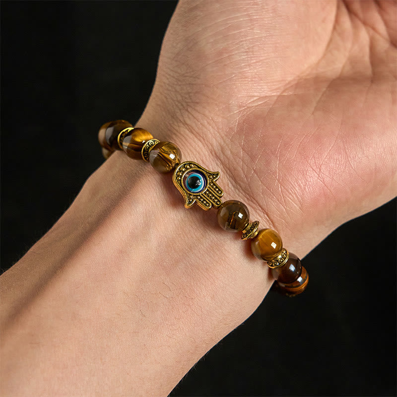 Buddha Stones Wishing Courage and Protection Tiger Eye Bracelet Includes Gift Message Card
