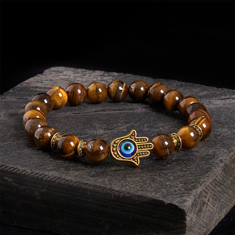 Buddha Stones Wishing Courage and Protection Tiger Eye Bracelet Includes Gift Message Card