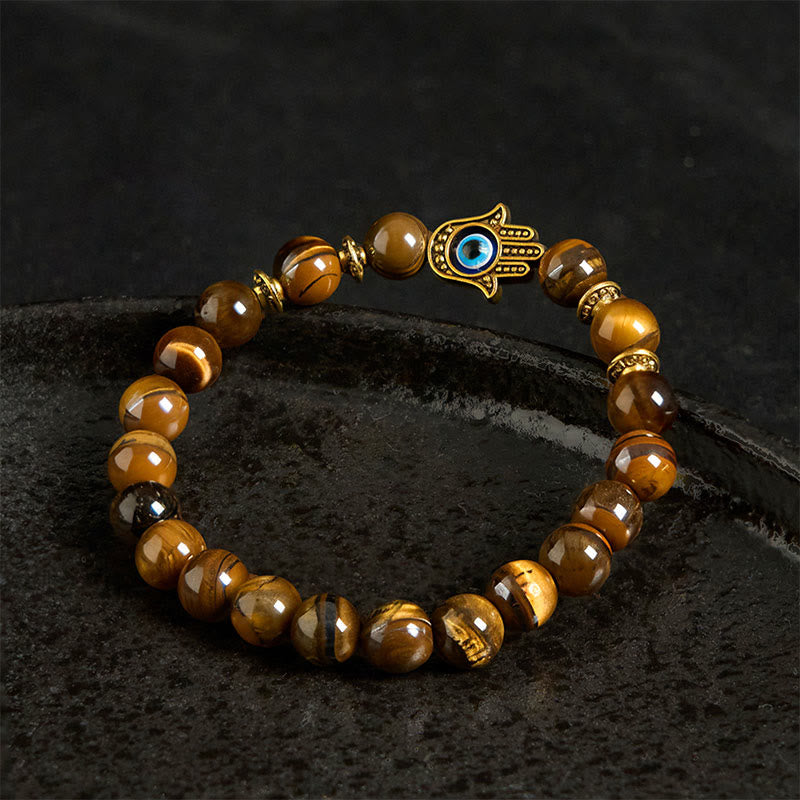 Buddha Stones Wishing Courage and Protection Tiger Eye Bracelet Includes Gift Message Card