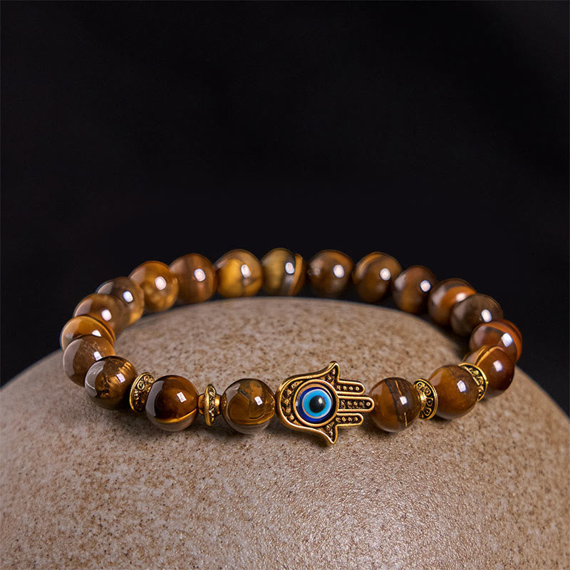 Buddha Stones Wishing Courage and Protection Tiger Eye Bracelet Includes Gift Message Card