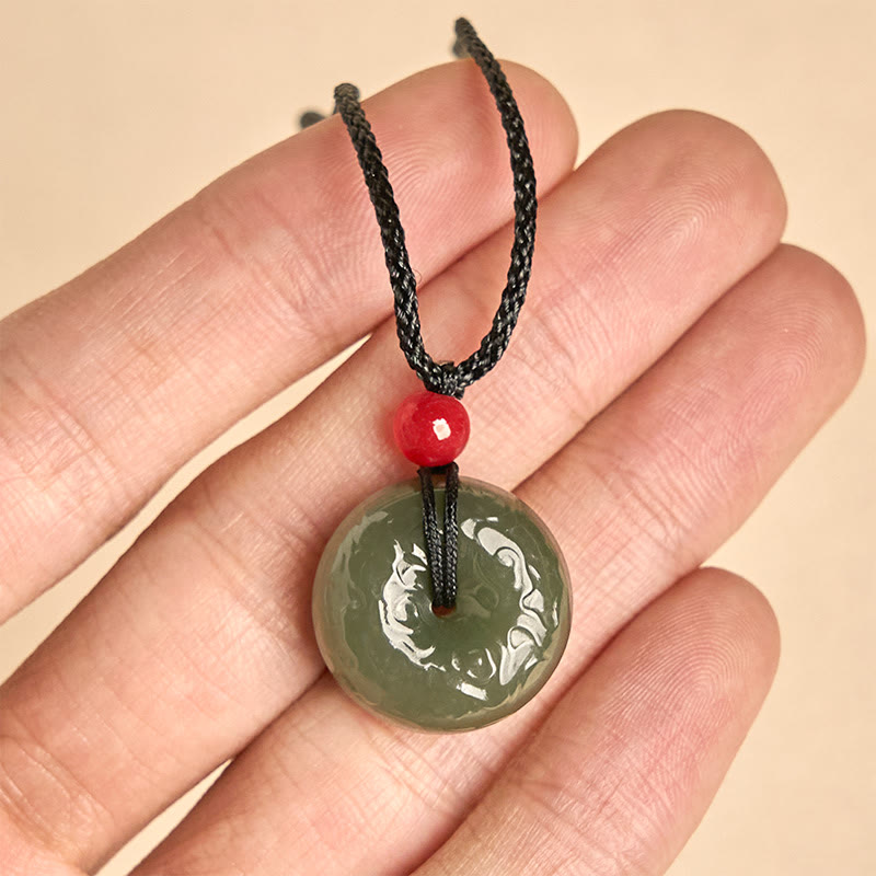 Buddha Stones Wishing You Peace and Safety Peace Buckle Jade Necklace Includes Gift Message Card