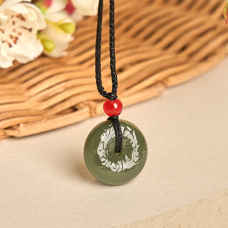 Buddha Stones Wishing You Peace and Safety Peace Buckle Jade Necklace Includes Gift Message Card