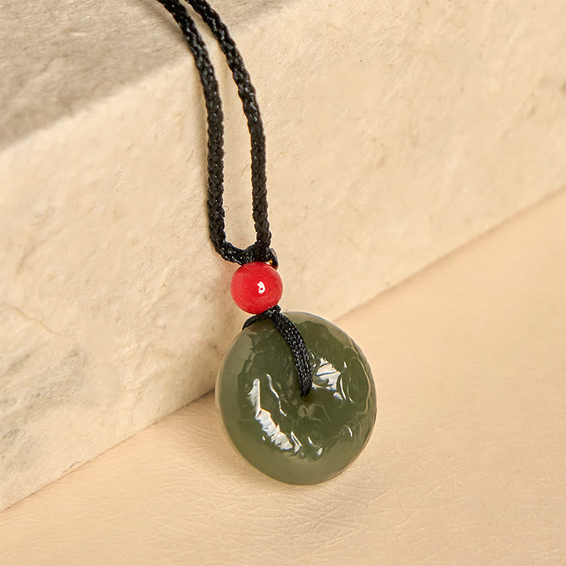 Buddha Stones Wishing You Peace and Safety Peace Buckle Jade Necklace Includes Gift Message Card