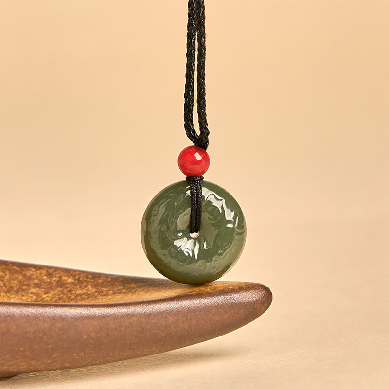 Buddha Stones Wishing You Peace and Safety Peace Buckle Jade Necklace Includes Gift Message Card