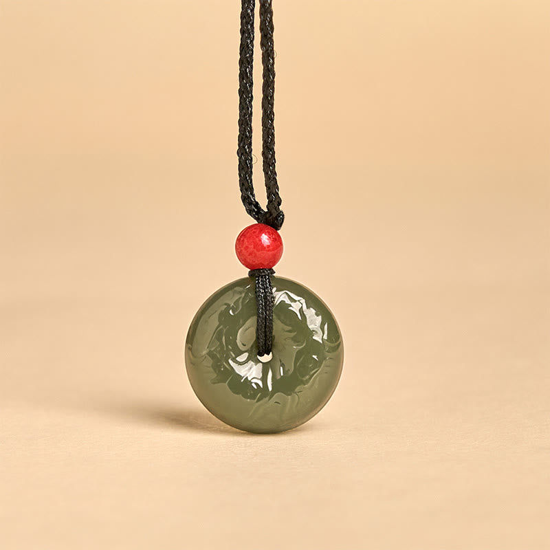 Buddha Stones Wishing You Peace and Safety Peace Buckle Jade Necklace Includes Gift Message Card