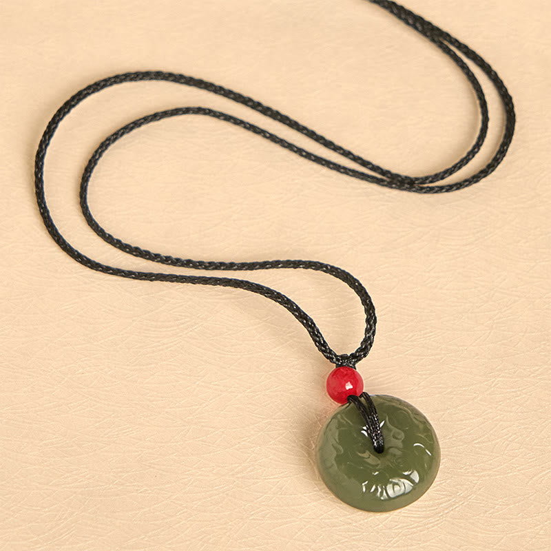 Buddha Stones Wishing You Peace and Safety Peace Buckle Jade Necklace Includes Gift Message Card