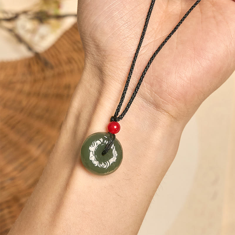 Buddha Stones Wishing You Peace and Safety Peace Buckle Jade Necklace Includes Gift Message Card