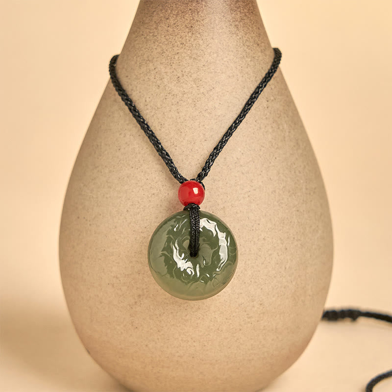 Buddha Stones Wishing You Peace and Safety Peace Buckle Jade Necklace Includes Gift Message Card