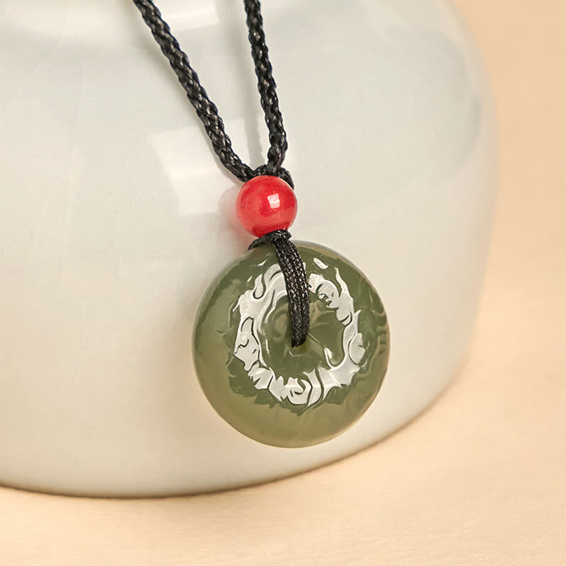 Buddha Stones Wishing You Peace and Safety Peace Buckle Jade Necklace Includes Gift Message Card