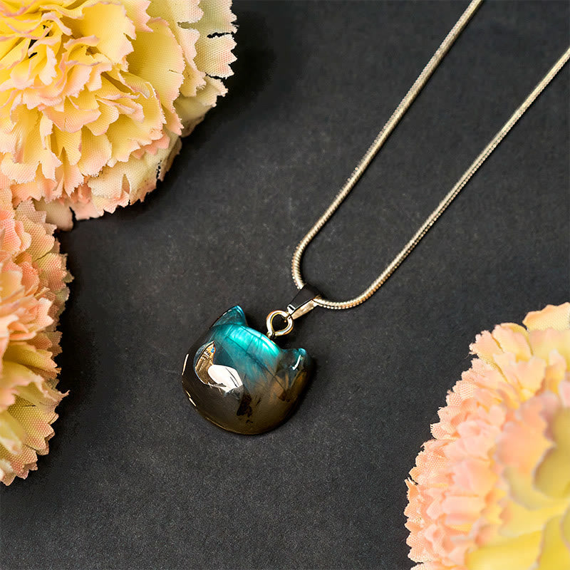 Buddha Stones Hoping for Insight and Joy Cat Labradorite Necklace Includes Gift Message Card