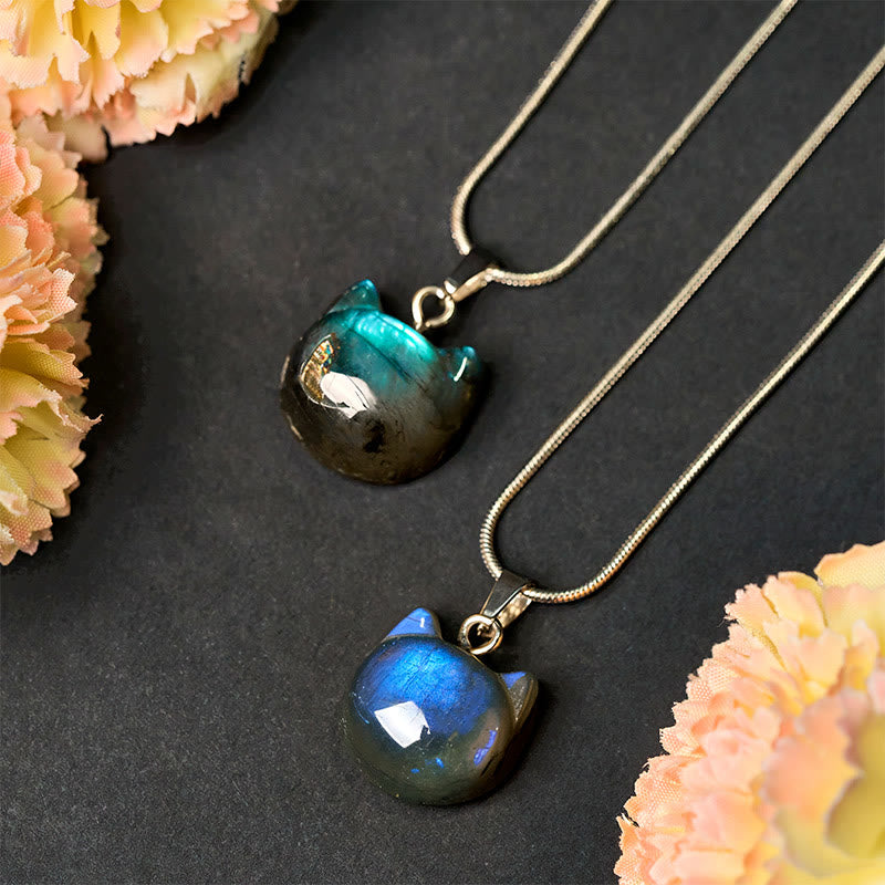 Buddha Stones Hoping for Insight and Joy Cat Labradorite Necklace Includes Gift Message Card