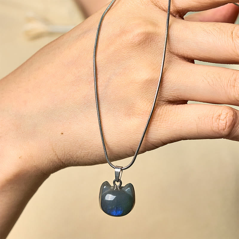 Buddha Stones Hoping for Insight and Joy Cat Labradorite Necklace Includes Gift Message Card