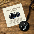 Buddha Stones Sending Balance and Protection Obsidian Yin Yang Necklace Includes Gift Message Card