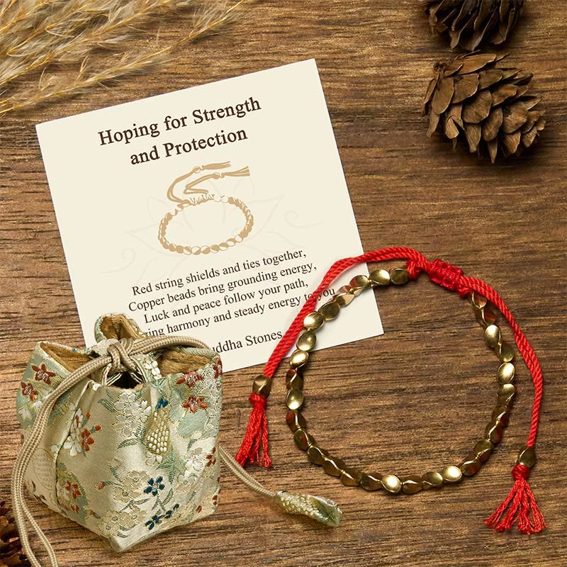 Buddha Stones Hoping for Strength and Protection Copper Beads Bracelet Includes Gift Message Card