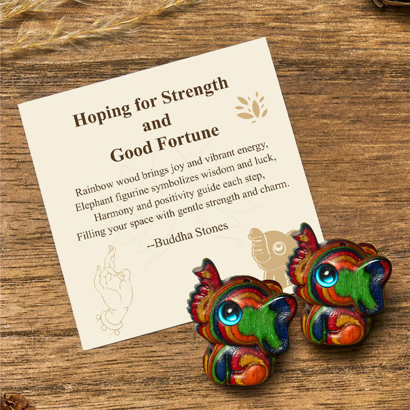 Buddha Stones Hoping for Strength and Good Fortune 2Pcs Mini Elephant Includes Gift Message Card