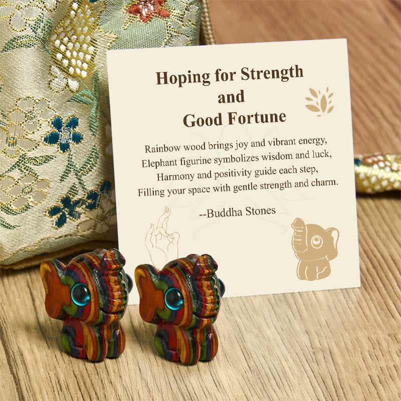 Buddha Stones Hoping for Strength and Good Fortune 2Pcs Mini Elephant Includes Gift Message Card