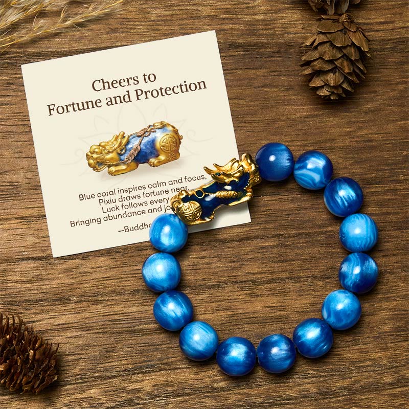 Buddha Stones Cheers to Fortune and Protection PiXiu Bracelet Includes Gift Message Card