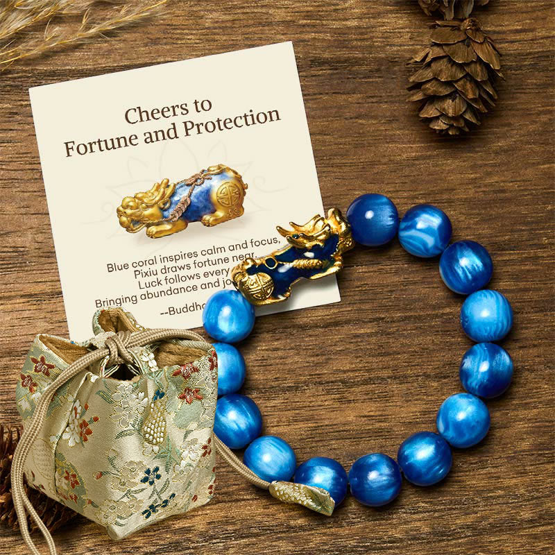 Buddha Stones Cheers to Fortune and Protection PiXiu Bracelet Includes Gift Message Card