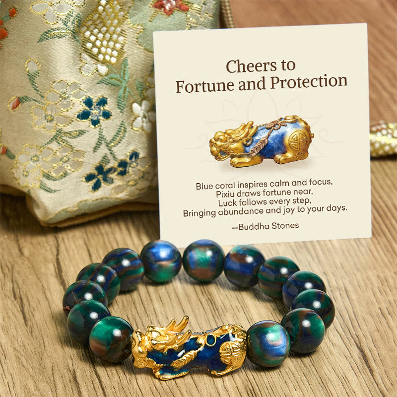Buddha Stones Cheers to Fortune and Protection PiXiu Bracelet Includes Gift Message Card