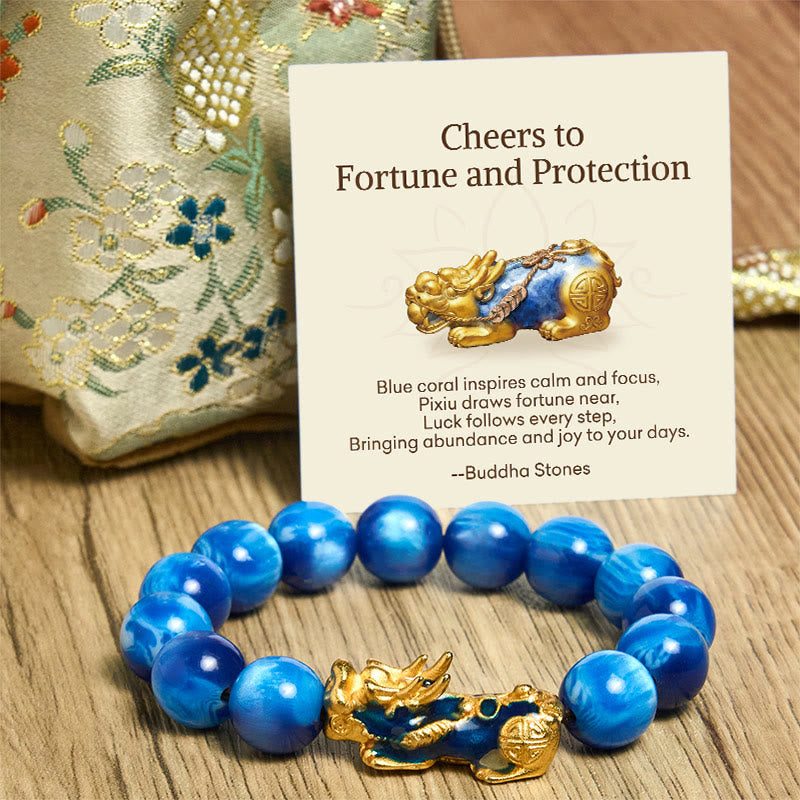 Buddha Stones Cheers to Fortune and Protection PiXiu Bracelet Includes Gift Message Card
