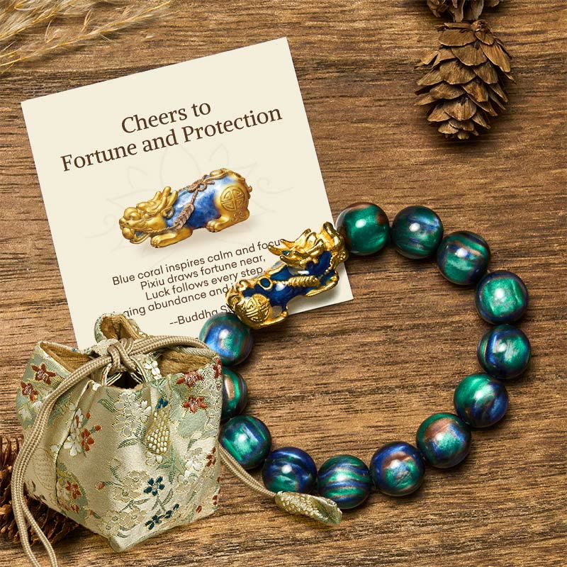 Buddha Stones Cheers to Fortune and Protection PiXiu Bracelet Includes Gift Message Card