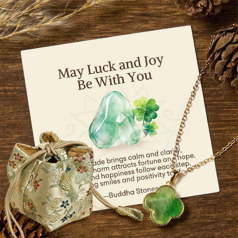 Buddha Stones May Luck and Joy Be With You Jade Necklace Includes Gift Message Card