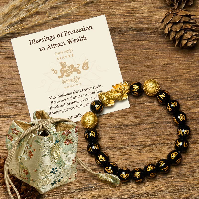 Buddha Stones Blessings of Protection to Attract Wealth PiXiu Bracelet Includes Gift Message Card