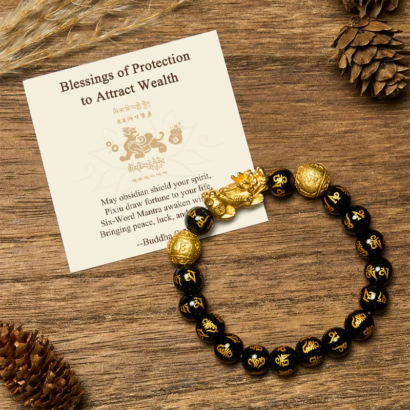 Buddha Stones Blessings of Protection to Attract Wealth PiXiu Bracelet Includes Gift Message Card