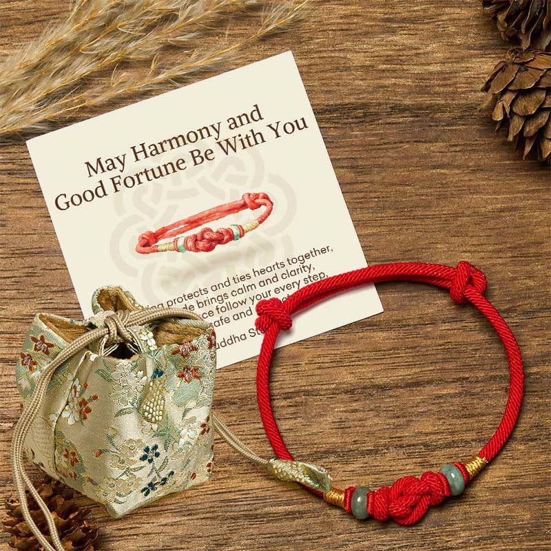 Buddha Stones May Harmony and Good Fortune Be With You Bracelet Includes Gift Message Card