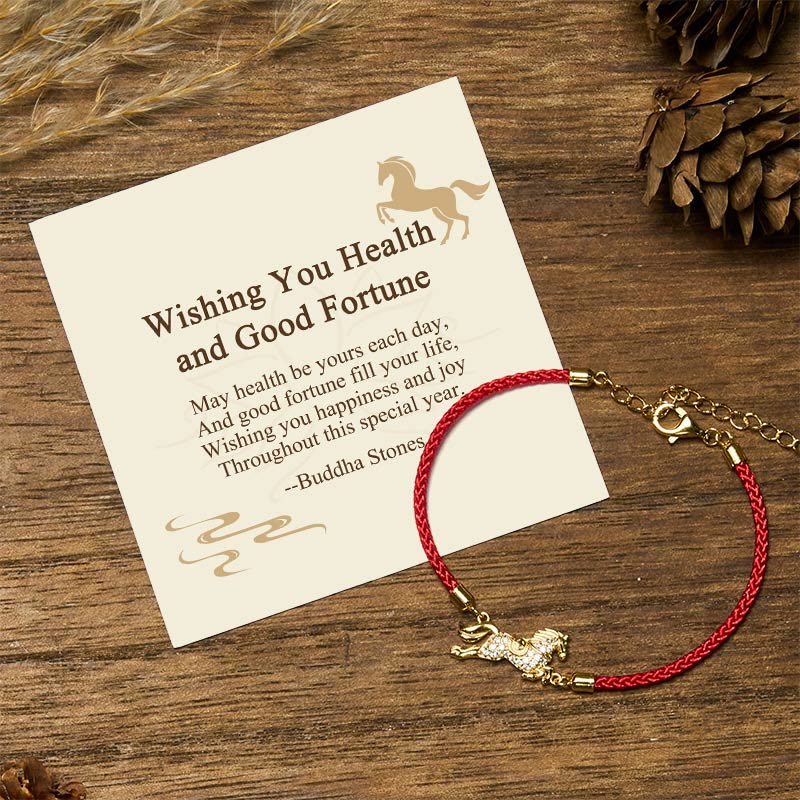 Buddha Stones Wishing You Health and Good Fortune Year of the Horse Includes Gift Message Card