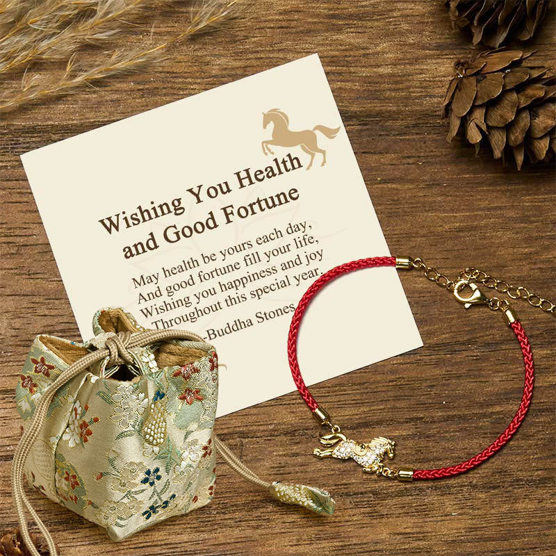 Buddha Stones Wishing You Health and Good Fortune Year of the Horse Includes Gift Message Card
