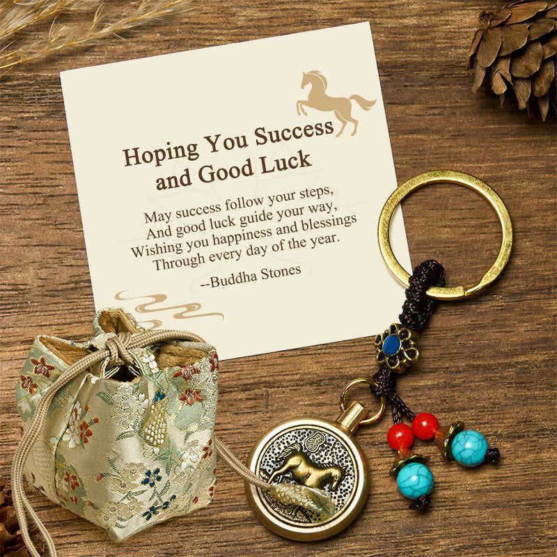 Buddha Stones Hoping You Success and Good Luck Year of the Horse Key Chain Includes Gift Message Card