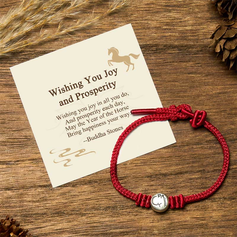 Buddha Stones Wishing You Joy and Prosperity Year of the Horse Bracelet Includes Gift Message Card