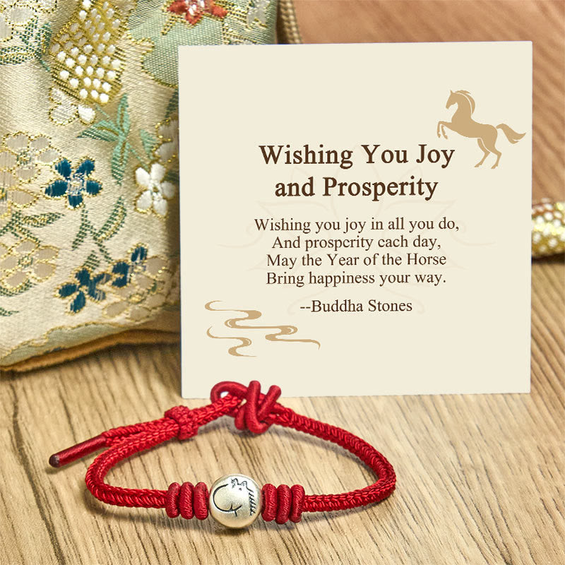 Buddha Stones Wishing You Joy and Prosperity Year of the Horse Bracelet Includes Gift Message Card