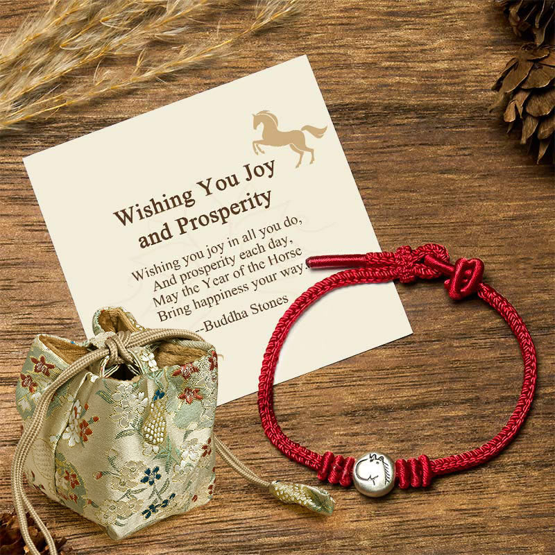 Buddha Stones Wishing You Joy and Prosperity Year of the Horse Bracelet Includes Gift Message Card