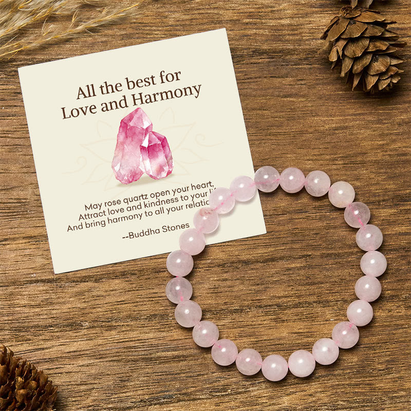 Buddha Stones All the Best for Love and Harmony Stone Quartz Bracelet Includes Gift Message Card