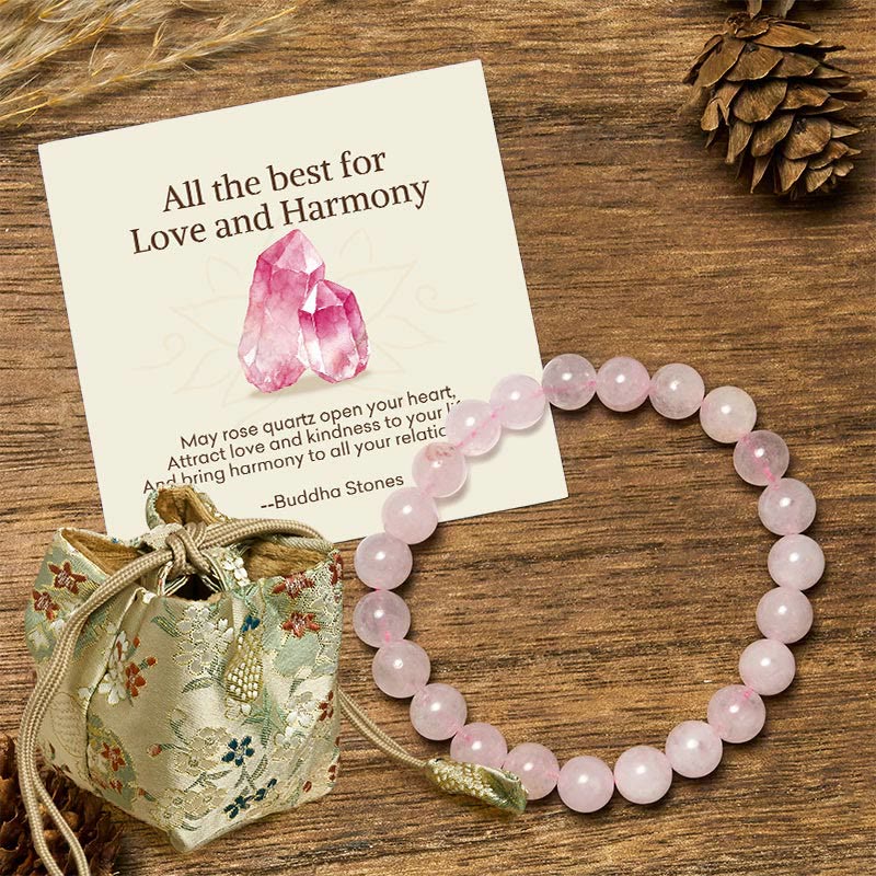 Buddha Stones All the Best for Love and Harmony Stone Quartz Bracelet Includes Gift Message Card