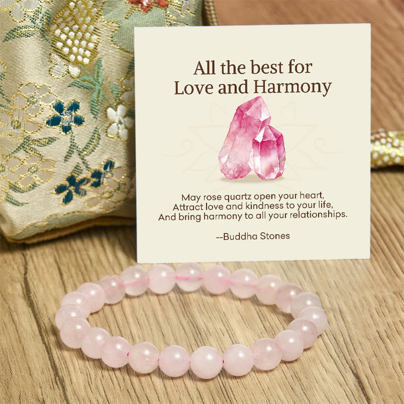 Buddha Stones All the Best for Love and Harmony Stone Quartz Bracelet Includes Gift Message Card