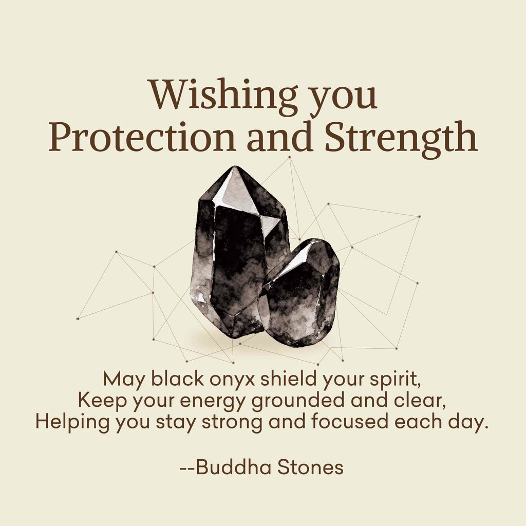 Buddha Stones Wishing You Protection and Strength Black Onyx Bracelet Includes Gift Message Card