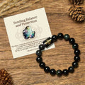Buddha Stones Sending Balance and Protection Rainbow Obsidian Bracelet Includes Gift Message Card